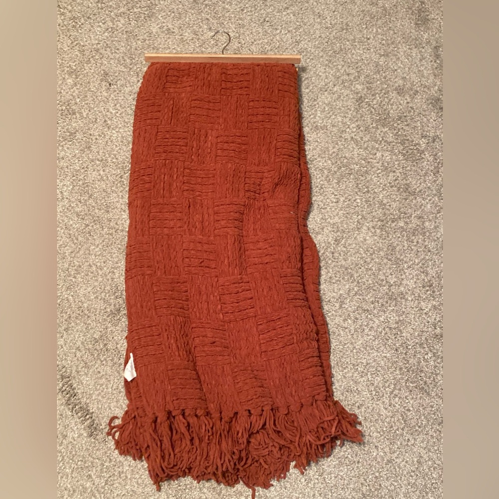 Large Orange Woven Blanket